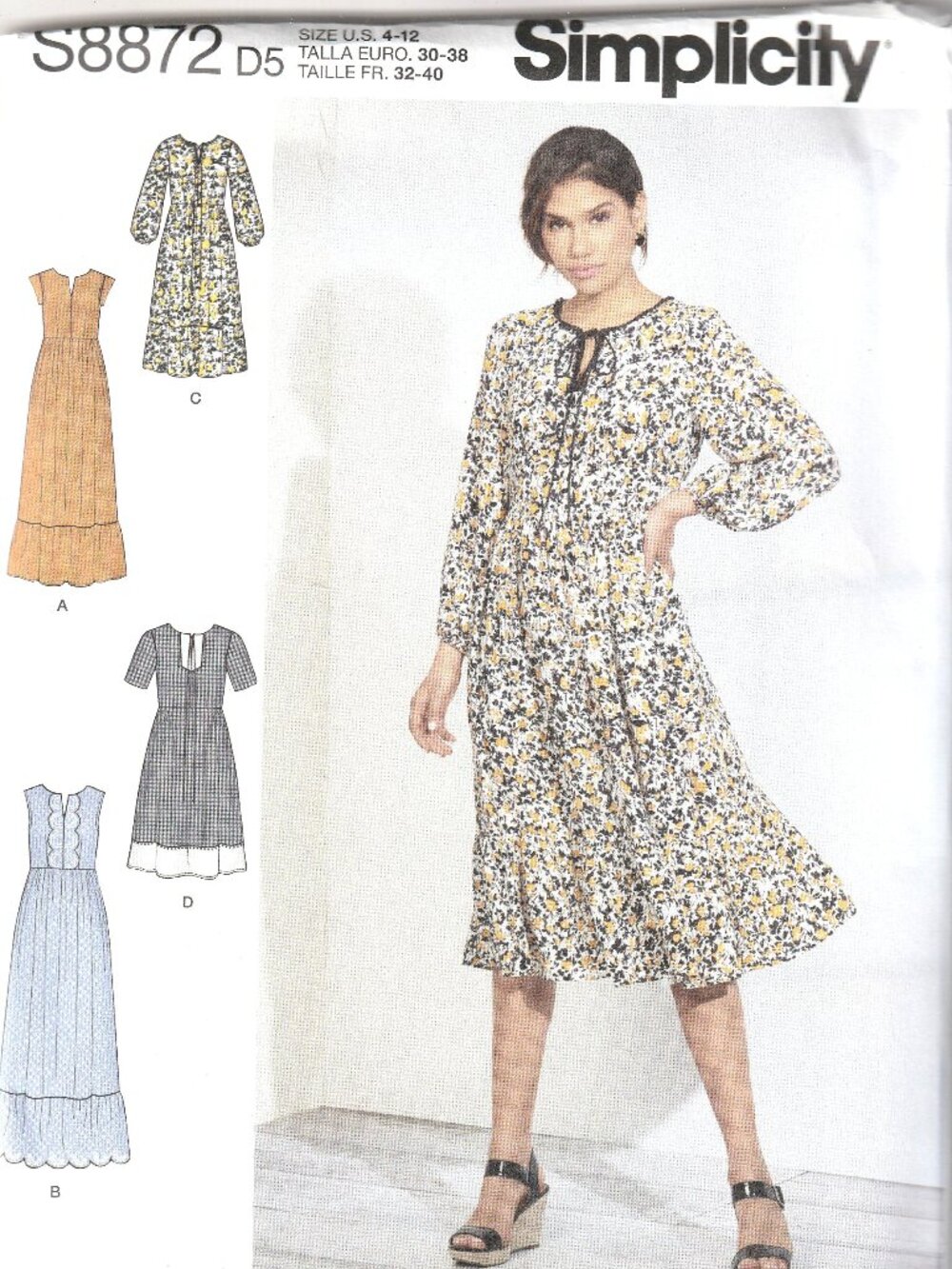 Simplicity S8872 sewing pattern for DRESS in sizes 4 6 8 10 12 from 2019